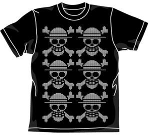 【クリックで詳細表示】From TV animation ワンピース 麦わらドクロ ニット風Tシャツ/ブラック-S[コスパ]《在庫切れ》