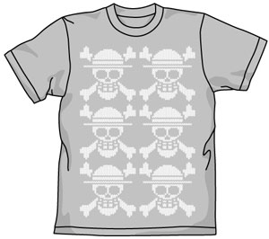 【クリックで詳細表示】From TV animation ワンピース 麦わらドクロ ニット風Tシャツ/ミックスグレー-S[コスパ]《在庫切れ》