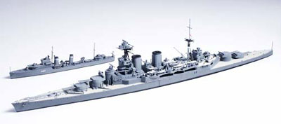 【クリックで詳細表示】1/700 ウォーターラインシリーズ イギリス海軍巡洋戦艦フッド ＆ E級駆逐艦 北大西洋追撃作戦 プラモデル[タミヤ]《取り寄せ※暫定》