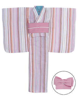 【クリックで詳細表示】27cm(ASS/AKT/AMP) 浴衣 -涼風縞模様- ライトピンク(ドール用衣装)[アゾン]《在庫切れ》