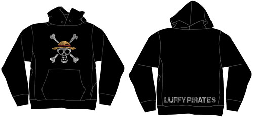 【クリックでお店のこの商品のページへ】From TV animation ワンピース ルフィパイレーツ擦れプリントパーカー/ブラック-S[コスパ]《在庫切れ》