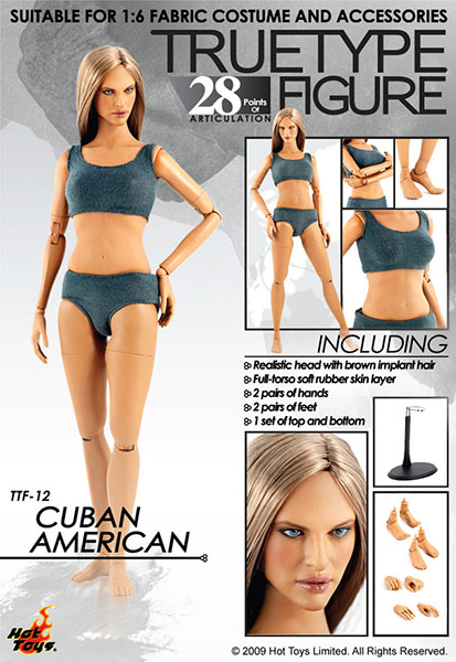 【クリックで詳細表示】ホットトイズ・トゥルータイプ 1/6スケールフィギュア素体 ニュージェネレーション/カリビアン女性[ホットトイズ]《在庫切れ》Hot Toys TrueType - 1/6 Scale Action Figure Body： New Generation - Cuban American Female