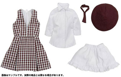 【クリックで詳細表示】27cmサイズ カフェ制服セット ブラウンチェック(ドール用衣装)[アゾン]《取り寄せ※暫定》