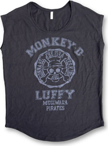 【クリックで詳細表示】From TV animation ワンピース ルフィ フレンチノースリーブTシャツ/ブラック-ガールズフリー[コスパ]《在庫切れ》