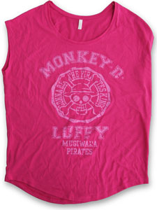 【クリックで詳細表示】From TV animation ワンピース ルフィ フレンチノースリーブTシャツ/トロピカルピンク-ガールズフリー[コスパ]《在庫切れ》