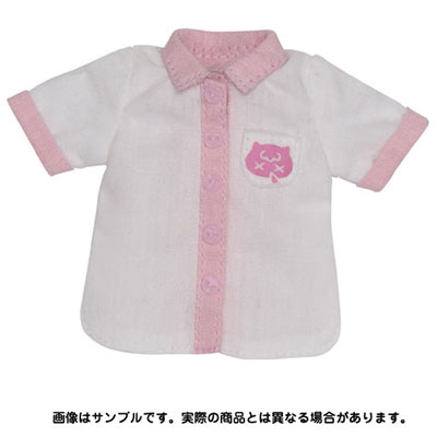 【クリックで詳細表示】ピュアニーモ XSサイズ Snotty cat mini 半袖シャツ ホワイト×ピンク(ドール用衣装)[アゾン]《取り寄せ※暫定》