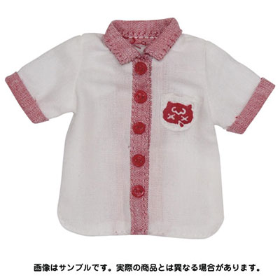 【クリックで詳細表示】ピュアニーモ XSサイズ Snotty cat mini 半袖シャツ ホワイト×レッド(ドール用衣装)[アゾン]《取り寄せ※暫定》