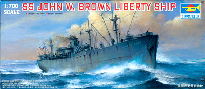 【クリックで詳細表示】1/700 アメリカ海軍 リバティシップ ＂ジョン・W・ブラウン＂ プラモデル(再販)[トランペッターモデル]《在庫切れ》