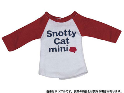 【クリックで詳細表示】ピュアニーモ XSサイズ Snotty cat mini ラグランTシャツ レッド(ドール用衣装)[アゾン]《在庫切れ》
