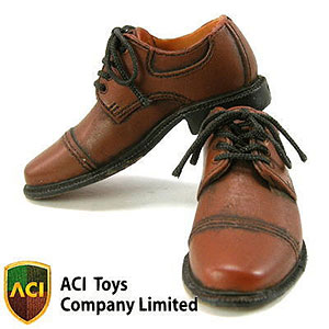 【クリックでお店のこの商品のページへ】1/6フィギュア用 男性用靴 ドレスシューズ(ブラウン履き古し加工Ver.) 単品(ドール用衣装)[ACIトイズ]《在庫切れ》ACI Toys - Male Footwear： Dress Shoes (Brown Worn Ver.) ACI-727