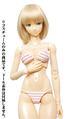 【クリックで詳細表示】1/4 スイムウェアー/縞ビキニ(ピンク)(ドール用衣装)[キューティーズ]《在庫切れ》