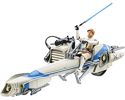 【クリックで詳細表示】スター・ウォーズ/クローン・ウォーズ ミニビークル＆フィギュア オビ＝ワン with サイド・スピーダー[タカラトミー]《在庫切れ》