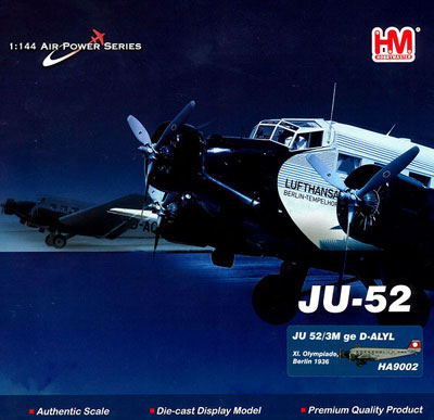 【クリックで詳細表示】ホビーマスター ダイキャスト 1/144 Ju-52/3M ＂ベルリンオリンピック＂[インターアライド]《在庫切れ》