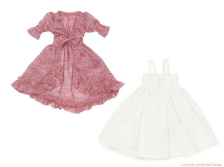 【クリックで詳細表示】27-29cmドール向け コケットシリーズ plume(プリュム) ピンク×ホワイト(ドール用衣装)[アゾン]《取り寄せ※暫定》
