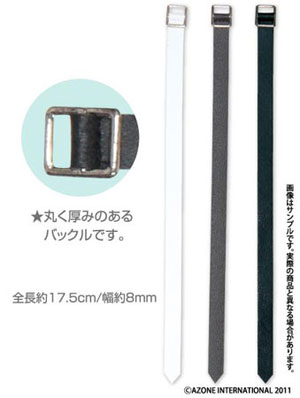 【クリックで詳細表示】1/6サイズ共通マテリアル ベルトセット デラックスver.(太) ブラック・ブラウン・ホワイト(ドール用衣装)[アゾン]《取り寄せ※暫定》