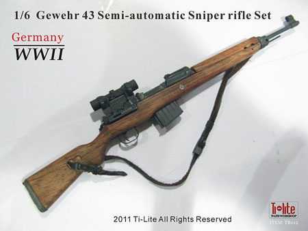 【クリックでお店のこの商品のページへ】1/6 武器セット ワルサーGew43半自動小銃 スナイパーライフルセット 単品(ドール用小物)[Ti-Lite]《在庫切れ》Ti-Lite - 1/6 Gewehr 43 Semi Automatic Sniper Riffle Set