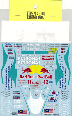 【クリックで詳細表示】タブデザイン デカール フジミ 1/20対応 SAUBER C23 2004[ジル]《在庫切れ》