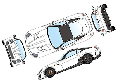 【クリックで詳細表示】ハンドメイドモデルカー 1/43 ホワイト/マットグレールーフ フェラーリ 599GTO[アイドロン]《在庫切れ》
