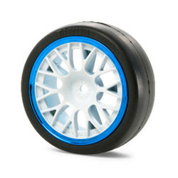 【クリックで詳細表示】ラジコンパーツ ミディアムナローメッシュホイール ホワイト/ブルーリム(＋2)[タミヤ]《発売済・取り寄せ※暫定》