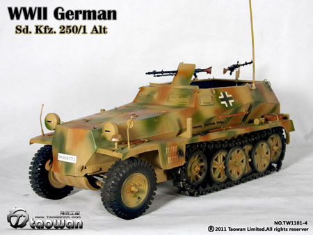 【クリックでお店のこの商品のページへ】1/6スケールモデル WWII ドイツ装甲兵員輸送車 Sd.Kfz.250/1(グリーン/ブラウンカモフラージュver.) 単品(同梱不可品)[トゥワン]《在庫切れ》Taowan - 1/6 Scale Vehicule： WWII German Sd.Kfz.250/1 (Green/Brown Camouflage Ver.)