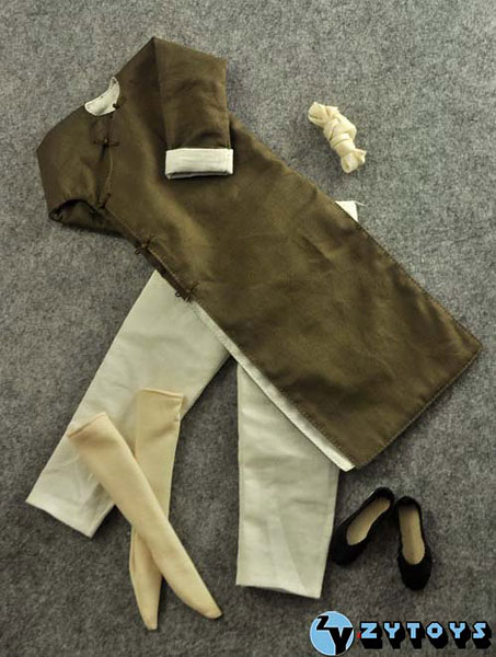 【クリックで詳細表示】1/6 カンフーガウンセット(ブラウン) 単品(ドール用衣装)[ZY-TOYS]《在庫切れ》