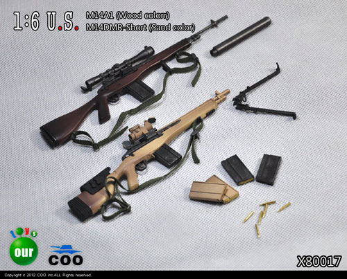 【クリックでお店のこの商品のページへ】X80017 1/6 U.S.ミリタリー M14A1(ウッドカラー)/M14DMRショート(サンドカラー) 2種セット[クーモデル]《取り寄せ※暫定》X80017 1：6 U.S. military M14 sniper rifle series u.s.m14a1(wood color)/u.s.m14dmr-short(sand color)
