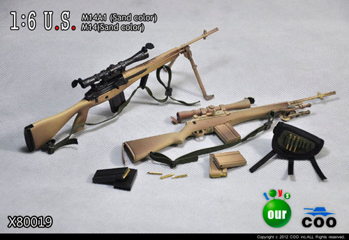 【クリックで詳細表示】X80019 1/6 U.S.ミリタリー M14A1(サンドカラー)/M14(サンドカラー) 2種セット[クーモデル]《在庫切れ》X80019 1：6 U.S. military M14 sniper rifle series u.s.m14a1(sand color)/u.s.m14(sand color)