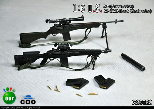 【クリックでお店のこの商品のページへ】X80020 1/6 U.S.ミリタリー M14(グリーンカラー)/M14DMRショート(ブラックカラー) 2種セット[クーモデル]《在庫切れ》X80020 1：6 U.S. military M14 sniper rifle series u.s.m14(Green color)/u.s.m14DMR-Short(black color)