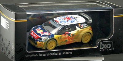 【クリックでお店のこの商品のページへ】モダンラリーカー ダイキャスト完成品 1/43 シトロエン DS3 2011年WRC ウェールズ GBラリー No.1(汚れ仕様)[イクソ]《発売済・取り寄せ※暫定》ドライバー： S.Loeb-S.Elena