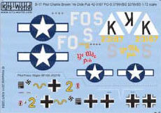 【クリックで詳細表示】KW172054 キッツワールドデカール 1/72 米陸軍航空隊 B-17F＆ドイツ空軍 Bf109[プラッツ]《取り寄せ※暫定》米陸軍航空隊 B-17F フライングフォートレス 第379爆撃飛行群 第527爆撃飛行隊 チャーリー・ブラウン搭乗機’Ye Olde Pub 42-3167 FO-S’＆ドイツ空軍 Bf109 フランツ・スティグラー搭乗機