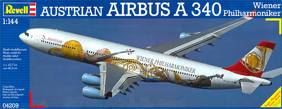 【クリックで詳細表示】ドイツ・レベル プラモデル 1/144 エアバス A340 オーストリア航空 「ウィーンフィルハーモニー」[ハセガワ]《取り寄せ※暫定》