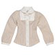 Pureneemo S Size Blue Bird's Song - Cleric Round Collar Blouse: Beige Stripe (Doll Clothing)