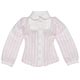 Pureneemo S Size Blue Bird's Song - Cleric Round Collar Blouse: Pink Stripe (Doll Clothing)