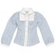 Pureneemo S Size Blue Bird's Song - Cleric Round Collar Blouse: Sax Stripe (Doll Clothing)