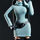 FLIRTY GIRL 1/6 Turtleneck Mini Dress Set - Light Blue (Doll Clothing)