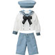 Pureneemo XS PNXS Gymnasium Sailor Uniform Set - Blue & Off-White (Doll Clothing)