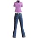 In House Produciton 1/6 Woman's Polo Shirt & Slim Cut Jeans Set (Purple) iH-023B1 (Doll Clothing)