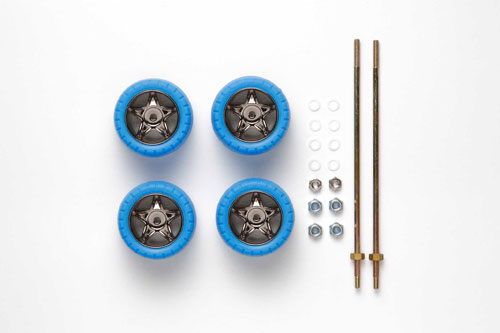 ミニ四駆　スーパーXナット止め大径メッキホイール パープルバレルタイヤ ミニ四駆 スーパーXナット止め大径メッキホイール＆パープル