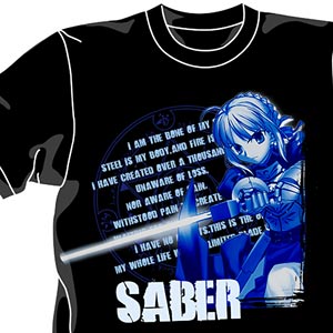 Fate/stay night リニューアル セイバーTシャツ/ブラック-M（再販