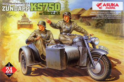 1/24 ドイツ軍用オートバイ ツュンダップKS750サイドカー プラモデル 