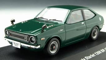 ダイキャスト完成品 1/43 トヨタ スターレット 1200SR 1973 ダークグリーンメタリック[KBモデル（イクソ）]《在庫切れ》
