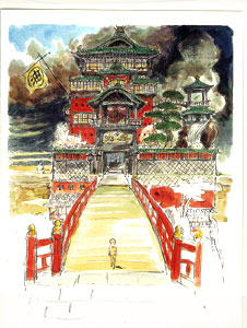 スタジオジブリ 千と千尋の神隠し グリーティングカード 水彩画