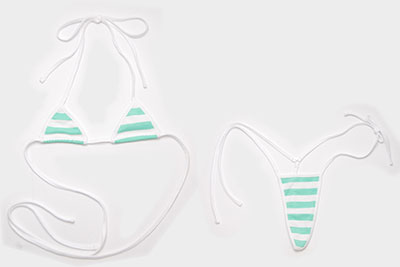 縞パン 1/1 リアルバージョン 極小ブラ＆ショーツセット（ミントグリーン）フリーサイズ[キューティーズ]《在庫切れ》