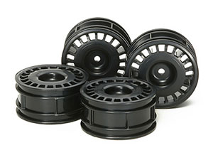 ラジコンパーツ ラリーディッシュホイール黒4本（26mm/＋2） 【限定