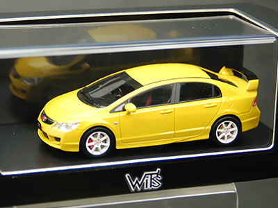 完成レジンモデル 1/43 ホンダ シビック タイプR FD2 イエロー（架空カラー）[WIT’S]《在庫切れ》