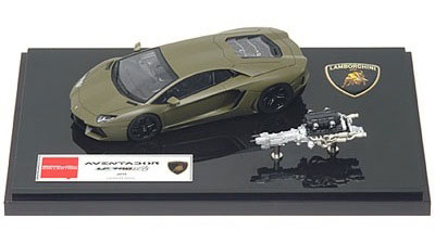 ハンドメイドモデルカー 1/43 “L539”V12エンジン付 アーミーグリーン ランボルギーニ アベンタドール LP700-4[メイクアップ]《在庫切れ》