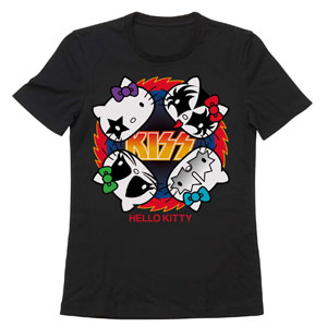KISS × ハローキティ Tシャツ ロックファイヤー黒 メンズ L