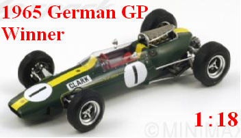 スパーク レジンモデル 1/18 ロータス 33 1965年 ドイツGP 優勝 ＃1 J.Clark 『1965年ワールドチャンピオン』[国際貿易]《在庫切れ》