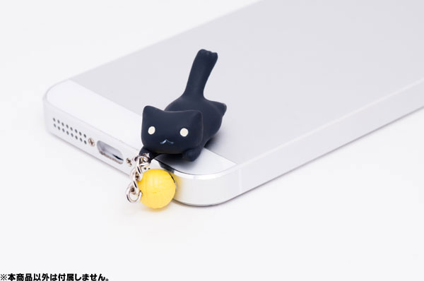 iPhone5用とびつきにゃんこ イヤホンジャック ジャンプ【黒】 単品[ピンクカンパニー]《在庫切れ》