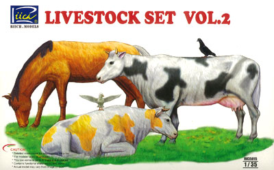 1/35 家畜セットNo.2・馬・牛 プラモデル[リッチモデル]《在庫切れ》